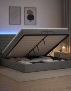 vidaXL Отоман с матрак и LED с таблото Тъмносиво 200 x 200 cm Текстил