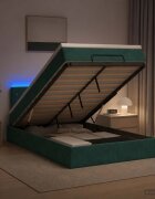 vidaXL Отоман с матрак и LED с таблото Тъмнозелено 120 x 200 cm Кадифе