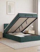 vidaXL Отоман с матрак и LED с таблото Тъмнозелено 120 x 200 cm Кадифе