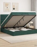 vidaXL Отоман с матрак и LED с таблото Тъмнозелено 180 x 200 cm Кадифе