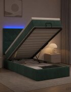 vidaXL Отоман с матрак и LED с таблото Тъмнозелено 80 x 200 cm Кадифе
