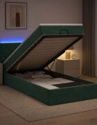 vidaXL Отоман с матрак и LED с таблото Тъмнозелено 90 x 190 cm Кадифе