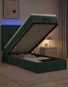 vidaXL Отоман с матрак и LED с таблото Тъмнозелено 90 x 190 cm Кадифе