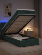 vidaXL Отоман с матрак и LED с таблото Тъмнозелено 90 x 200 cm Кадифе