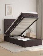 vidaXL Отоман с матрак и LED Тъмен кафяв 100 x 200 cm Текстил