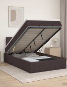 vidaXL Отоман с матрак и LED Тъмен кафяв 120 x 190 cm Текстил
