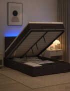 vidaXL Отоман с матрак и LED Тъмен кафяв 120 x 190 cm Текстил