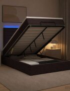 vidaXL Отоман с матрак и LED Тъмен кафяв 120 x 190 cm Текстил