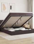 vidaXL Отоман с матрак и LED Тъмен кафяв 140 x 200 cm Текстил