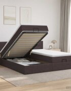 vidaXL Отоман с матрак и LED Тъмен кафяв 160 x 200 cm Текстил