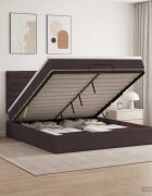 vidaXL Отоман с матрак и LED Тъмен кафяв 180 x 200 cm Текстил