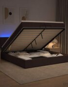 vidaXL Отоман с матрак и LED Тъмен кафяв 200 x 200 cm Текстил