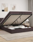 vidaXL Отоман с матрак и LED Тъмен кафяв 200 x 200 cm Текстил