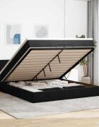 vidaXL Отоманка с матрак черна 200x200 см кадифе