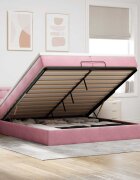 vidaXL Отоманка с матрак розова 200x200 см кадифе