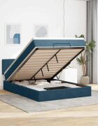 vidaXL Отоманка с матрак тъмносиня 140x200 см кадифе