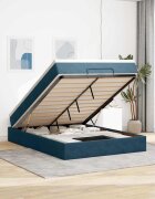 vidaXL Отоманка с матрак тъмносиня 140x200 см кадифе
