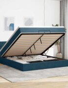vidaXL Отоманка с матрак тъмносиня 200x200 см кадифе