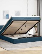 vidaXL Отоманка с матрак тъмносиня 200x200 см кадифе