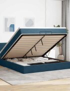 vidaXL Отоманка с матрак тъмносиня 200x200 см кадифе