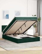 vidaXL Отоманка с матрак тъмнозелена 140x190 см кадифе