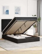 vidaXL Отоманка с матраци черна 140x200 см кадифе