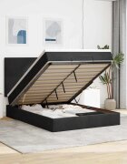 vidaXL Отоманка с матраци черна 140x200 см кадифе