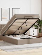 vidaXL Отоманка с матраци и LED осветление капучино 140x190 см изкуствена кожа