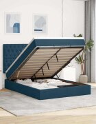 vidaXL Отоманка с матраци тъмносиня 140x200 см кадифе