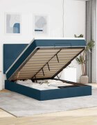 vidaXL Отоманка с матраци тъмносиня 140x200 см кадифе