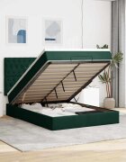 vidaXL Отоманка с матраци тъмнозелена 140x190 см кадифе