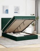 vidaXL Отоманка с матраци тъмнозелена 140x190 см кадифе