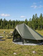 vidaXL Палатка типи 18-местен Военнозелено Полиестер и стомана