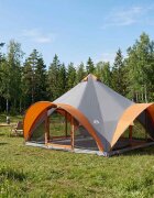 vidaXL Палатка типи Сив и оранжев 18-човека Полиестер и стомана