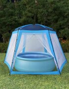 vidaXL Палатка за басейн текстил 500x433x250 см синя