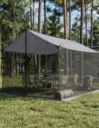 vidaXL Палатка за къмпинг с мрежести стени Сив и оранжев