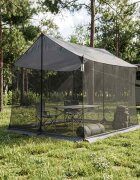 vidaXL Палатка за къмпинг с мрежести стени Сив и оранжев