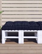 vidaXL Палетна възглавница черно каре 120x80x12 см текстил