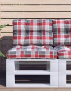 vidaXL Палетна възглавница червено каре 60x40x12 см текстил