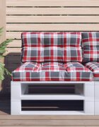 vidaXL Палетна възглавница червено каре 70x40x12 см текстил