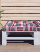 vidaXL Палетна възглавница червено каре 70x70x12 см текстил