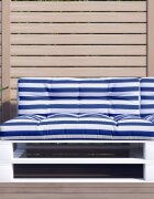 vidaXL Палетна възглавница синьо-бяло райе 120x40x12 см плат