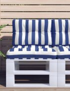 vidaXL Палетна възглавница синьо-бяло райе 50x40x12 см плат