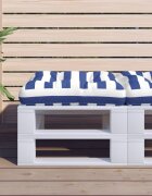 vidaXL Палетна възглавница синьо-бяло райе 50x50x12 см плат