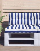 vidaXL Палетна възглавница синьо-бяло райе 80x40x12 см текстил