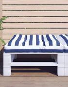 vidaXL Палетна възглавница синьо-бяло райе 80x80x12 см текстил