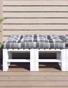 vidaXL Палетна възглавница сиво каре 120x80x12 см текстил