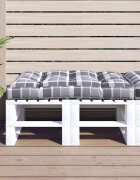 vidaXL Палетна възглавница сиво каре 120x80x12 см текстил