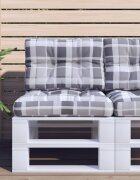 vidaXL Палетна възглавница сиво каре 50x40x12 см текстил