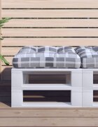 vidaXL Палетна възглавница сиво каре 50x50x12 см текстил